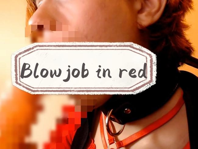 Blowjob mit roten Lippen