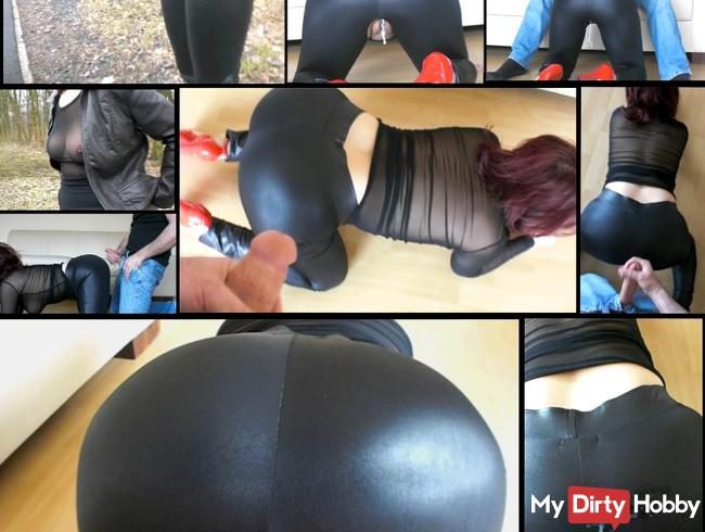 Vom LKW Fahrer beim Date Latex-Lochleggins vollgespritzt